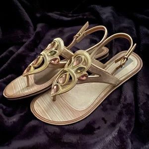 Jeweled metallic sandals